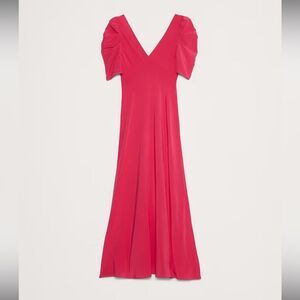 Banana Republic Matte Silk Maxi Dress Coral Gem 14